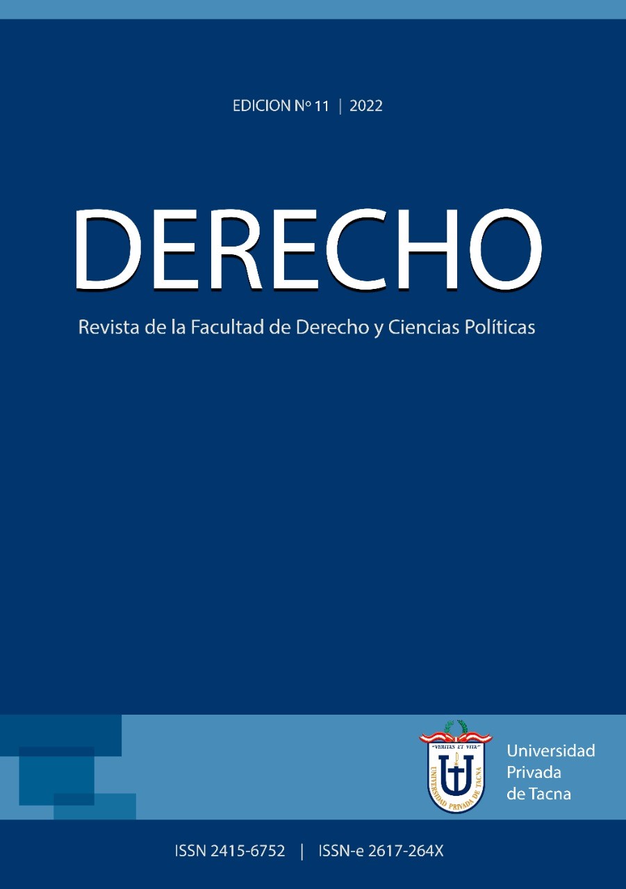 					View Vol. 11 No. 11 (2022): DERECHO: Revista de la Facultad de Derecho y Ciencias Políticas
				